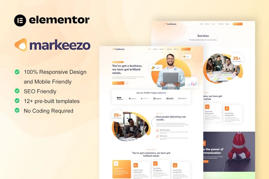 Markeezo - Template Kit Elementor para Agencia de SEO y marketing digital