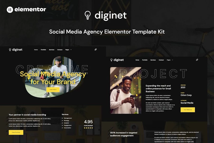 Diginet - Template Kit Elementor de la agencia de marketing en redes sociales