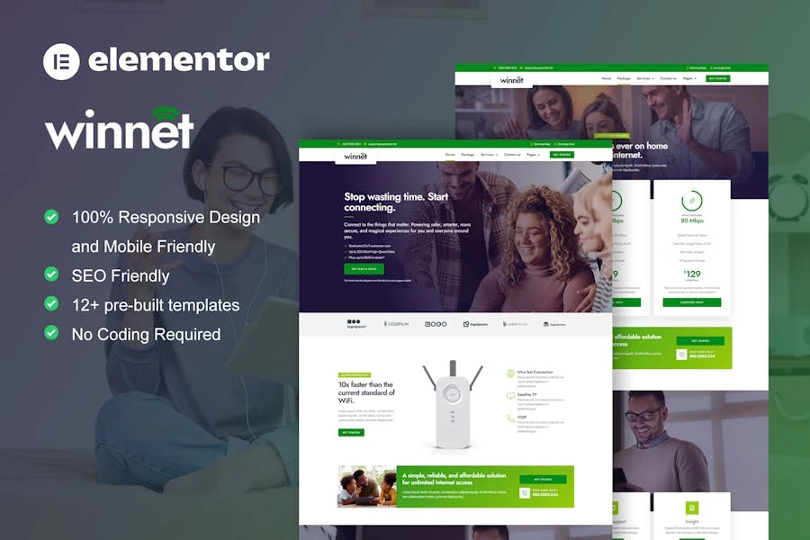 WinNet - Template Kit Elementor para proveedores de servicios de banda ancha e Internet