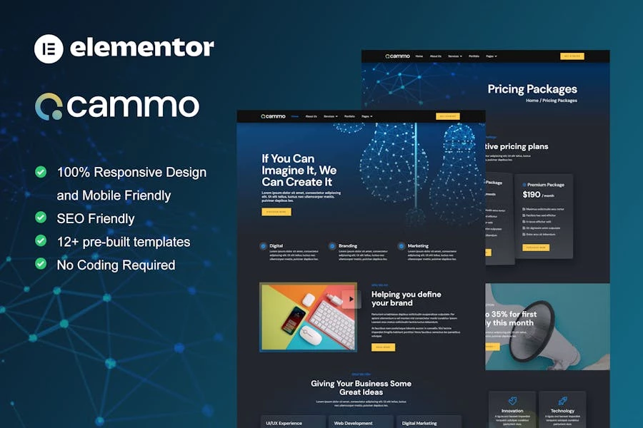 Cammo - Template Kit Elementor de servicios de agencia creativa
