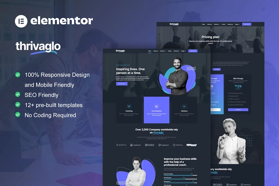Thrivaglo - Template Kit Elementor para entrenadores de negocios