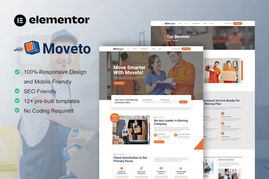 Moveto - Template Kit Elementor para empresas de mudanzas