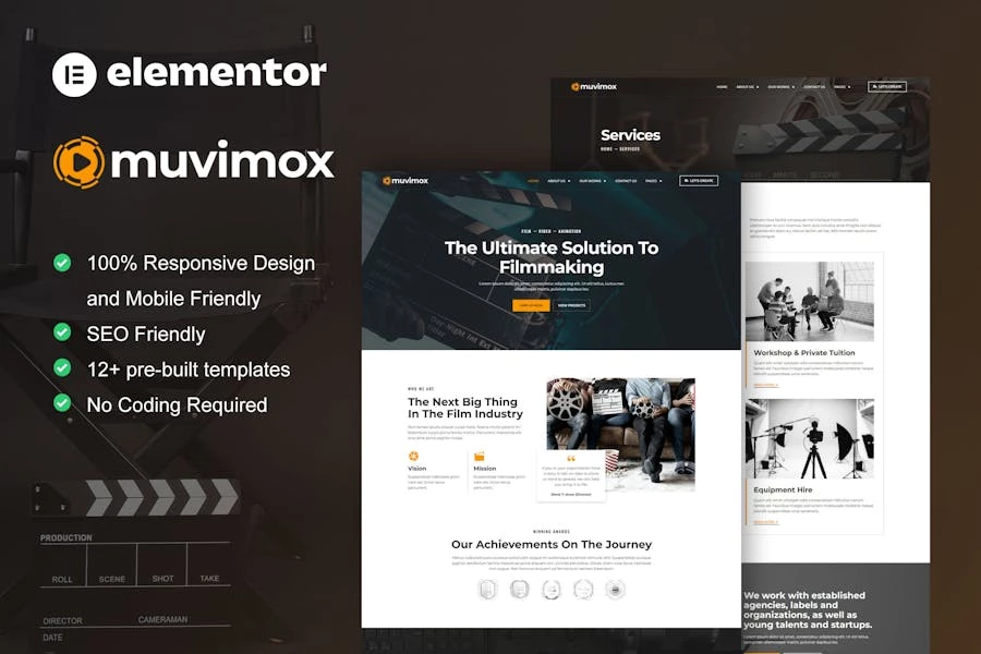 Muvimox - Template Kit Elementor para creadores de películas y estudios cinematográficos