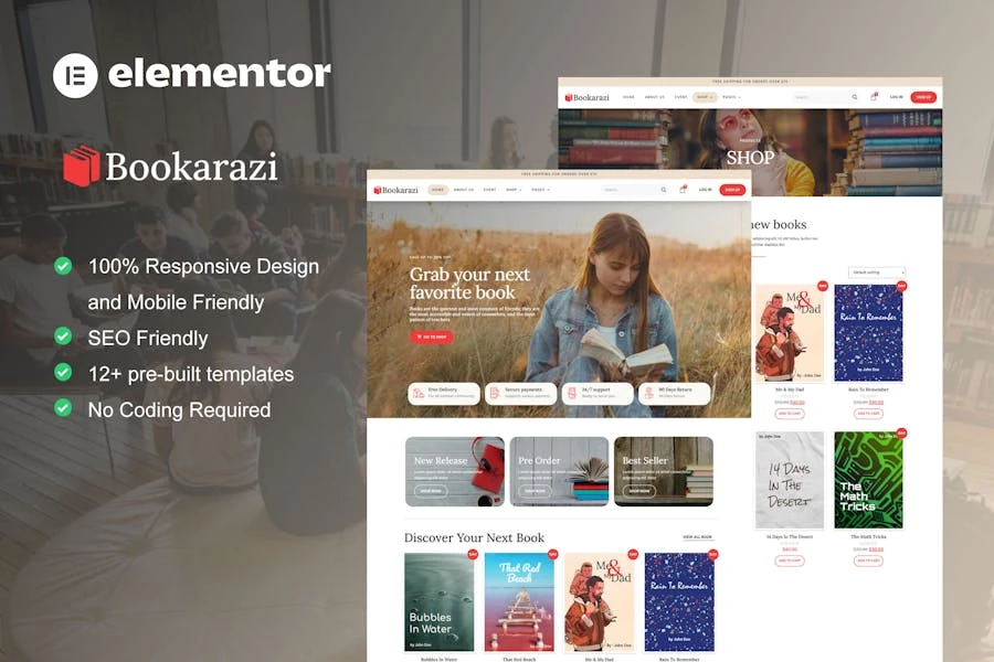 Bookarazi - Template Kit Elementor para autor y editor