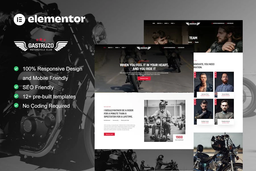 Gastruzo - Template Kit Elementor para clubes de motociclistas