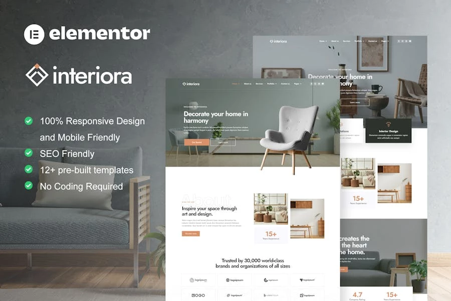 Interiora - Template Kit Elementor Pro del Servicio de Arquitectura e Interiorismo