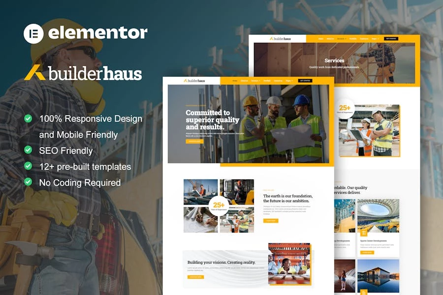 BuilderHaus - Template Kit Elementor Pro para empresas de construcción