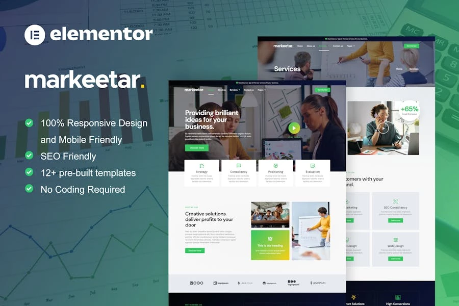 Markeetar - Template Kit Elementor Pro para Agencia de marketing digital