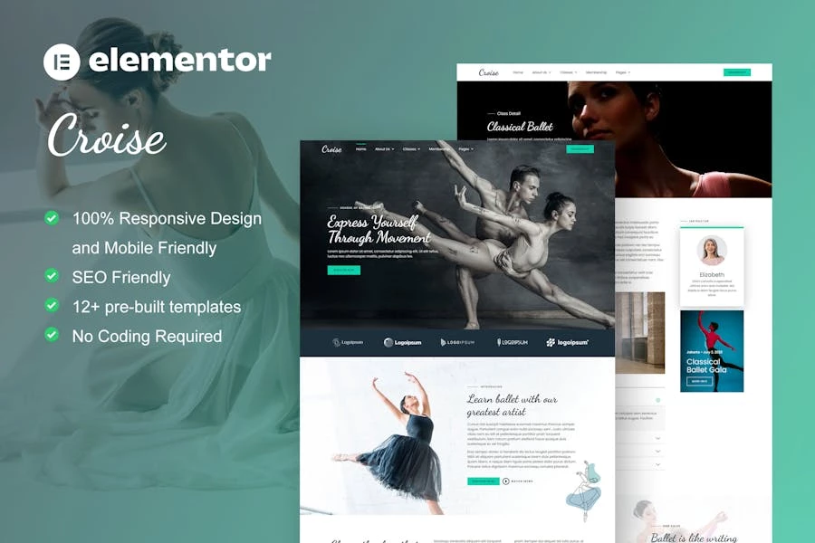 Croise - Template Kit Elementor Pro para escuela de ballet y danza