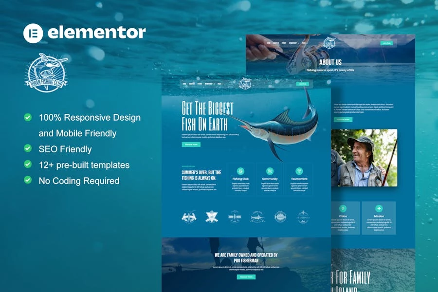 Joran - Template Kit Elementor para club de pesca
