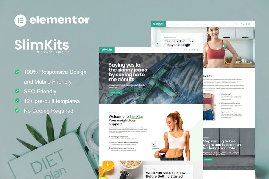 Slimkits - Template Kit Elementor del programa de pérdida de peso y dieta