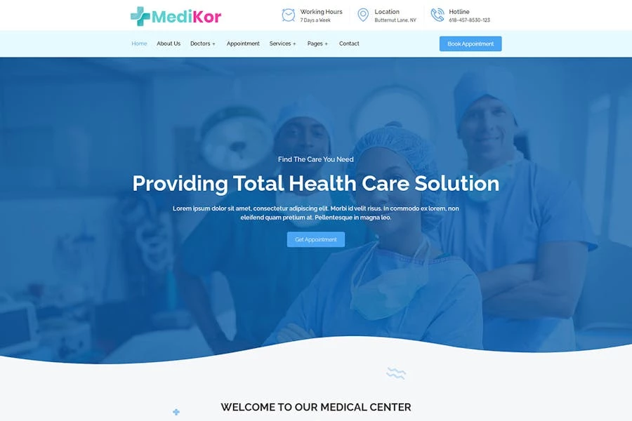 Medikor - Template Kit Elementor de atención médica