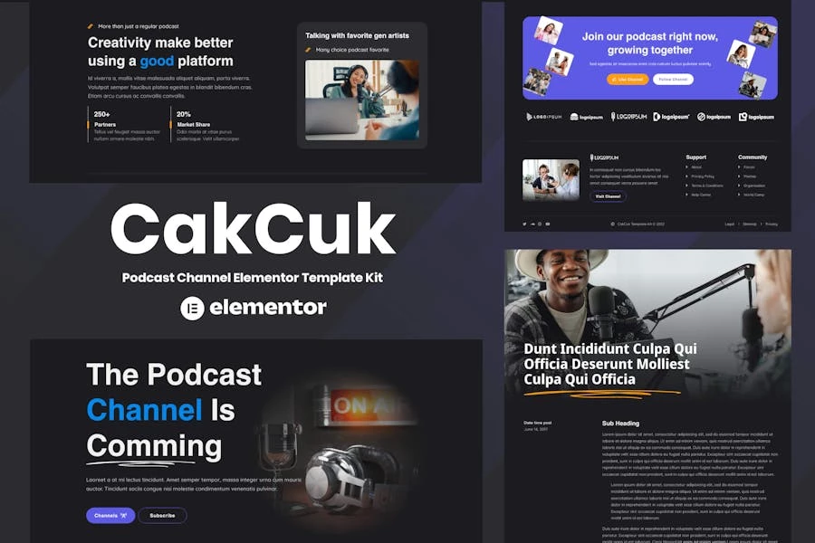 CakCuk - Template Kit Elementor para canales de podcast