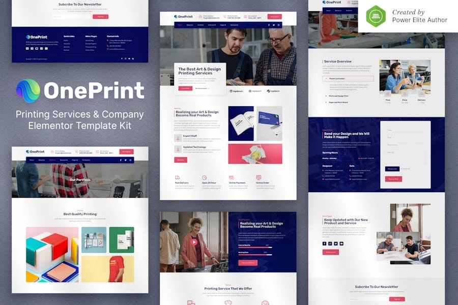 OnePrint ? Kit de plantillas Elementor para empresas de servicios de impresión
