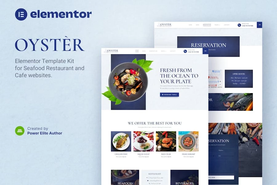 Oyster ? Template Kit Elementor para restaurantes y cafeterías de mariscos