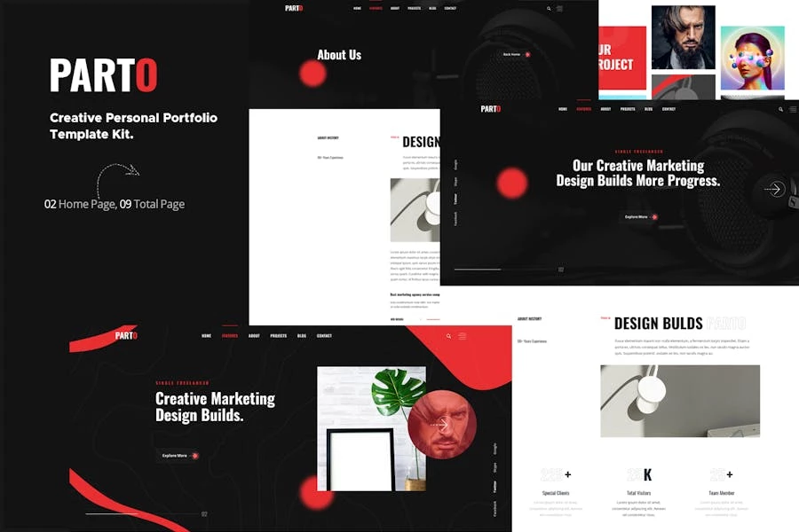 Parto ? Template Kit Elementor para Porfolio personal creativo
