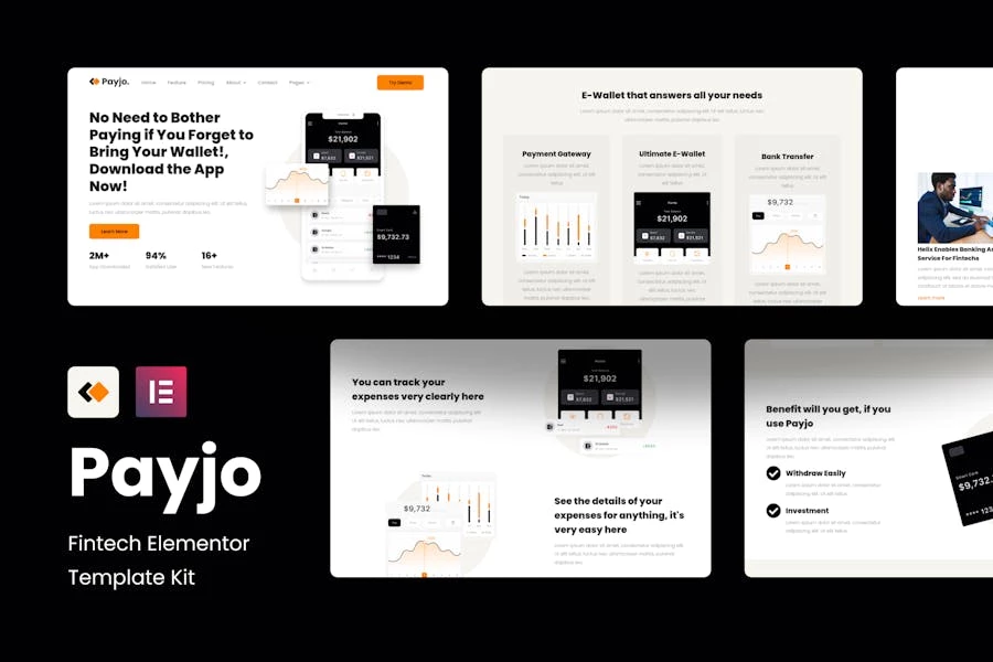 Payjo - Template Kit Fintech Elementor