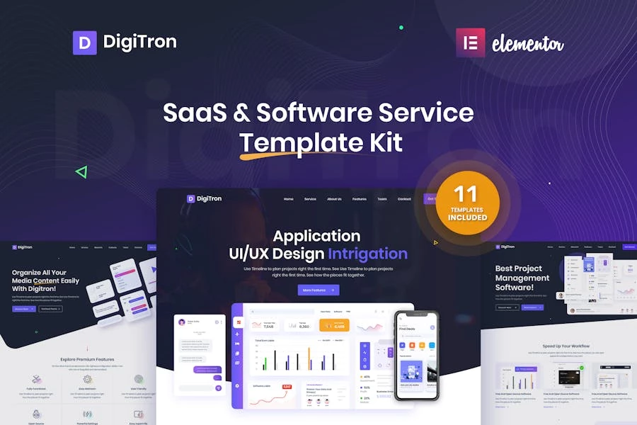 Digitron - Template Kit Elementor para software y SaaS