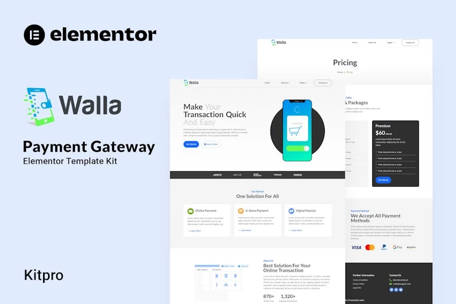 Walla - Template Kit Elementor de pasarela de pago