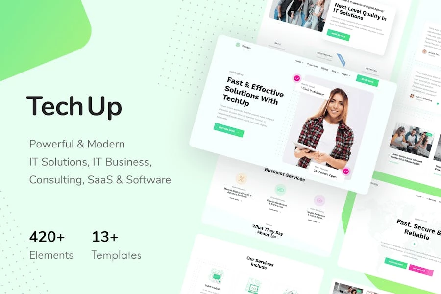 TechUp - Template Kit de Elementor de soluciones y servicios de TI de tecnología