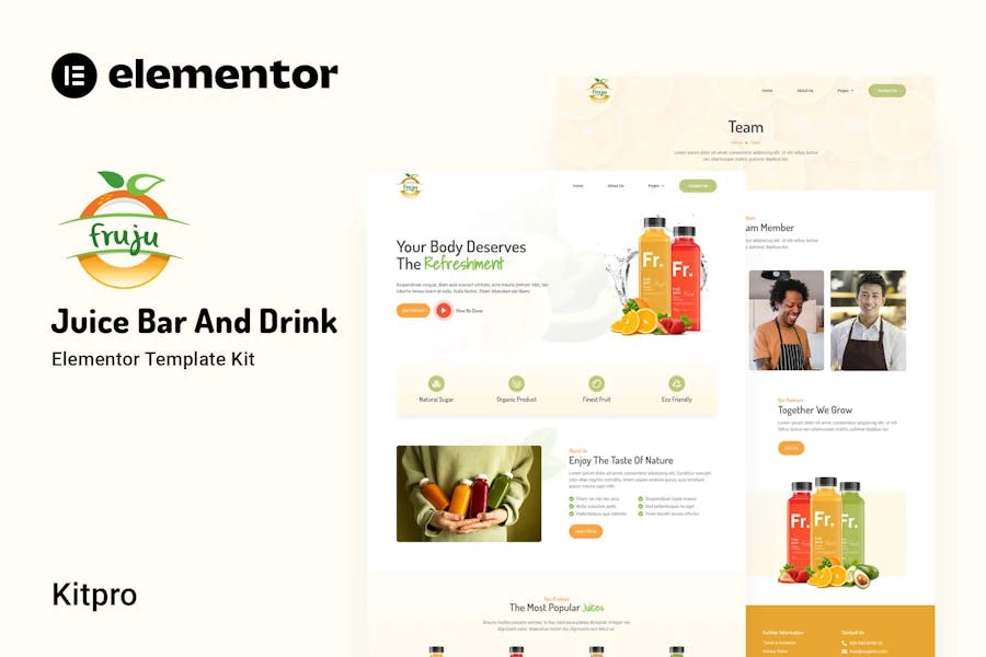 Fruju - Template Kit Elementor para bares de zumos y marcas de bebidas