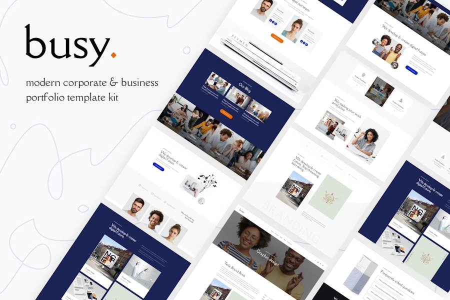 Busy | Kit moderno de plantillas Elementor para Porfolio Corporativo y Empresarial
