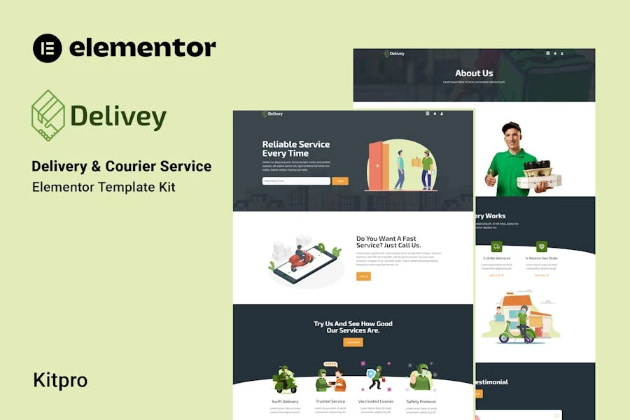 Entrega - Template Kit de Elementor para servicio de mensajería y entrega