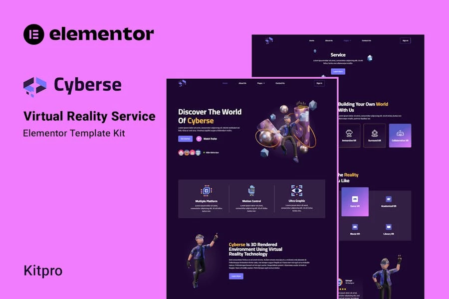 Cyberse - Template Kit de Elementor de servicio de realidad virtual