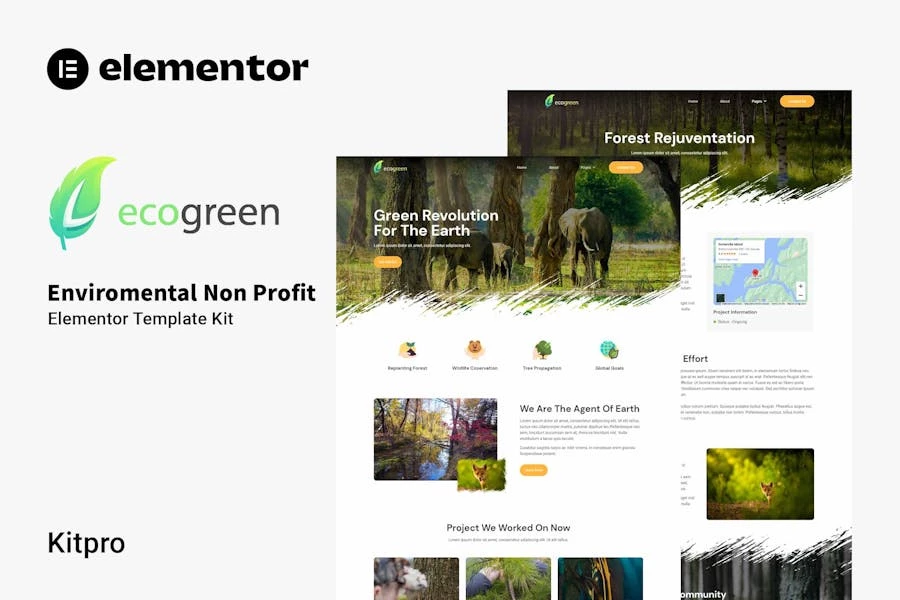 Ecogreen - Template Kit Elementor ambientales sin fines de lucro