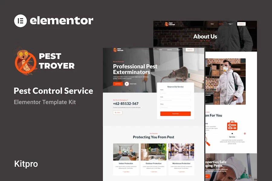 Pestroyer - Template Kit Elementor para el servicio de control de plagas