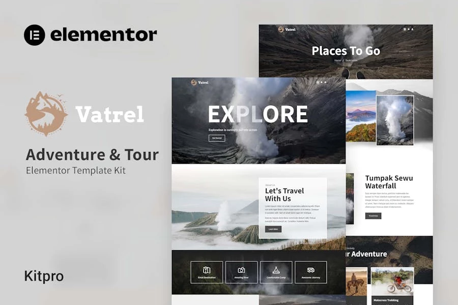 Vatrel - Kit de plantillas Elementor para aventuras y viajes