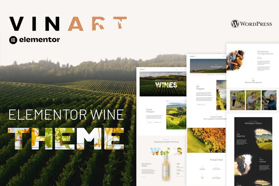 Vinart - Template Kit de marca de vino y Vinyard Elementor
