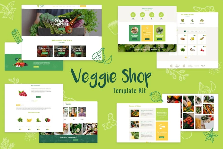 Veggie | Template Kit de productos para tiendas en línea de alimentos orgánicos y ecológicos
