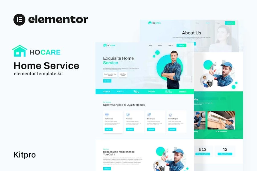 Hocare - Template Kit Elementor de servicio a domicilio