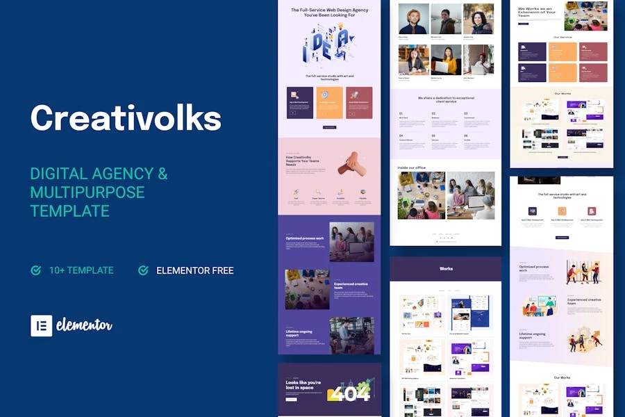 Creativolks - Template Kit Elementor para Agencia creativas y de negocios