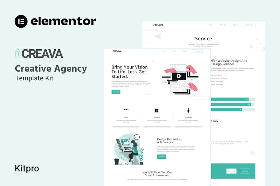 Creava - Template Kit Elementor de agencia creativa