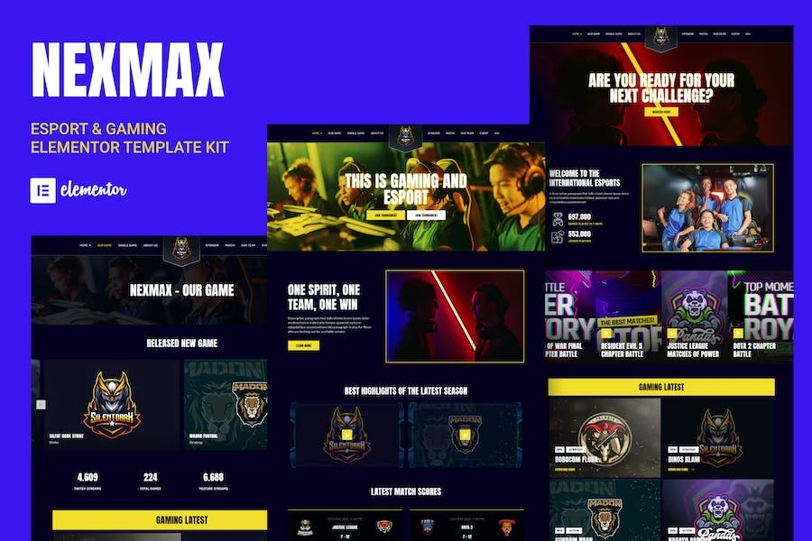 Nexmax - Template Kit Elementor para eSports y juegos