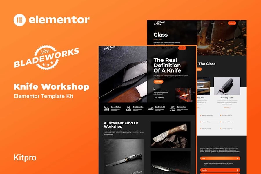 Bladeworks - Template Kit Elementor de Knife Workshop