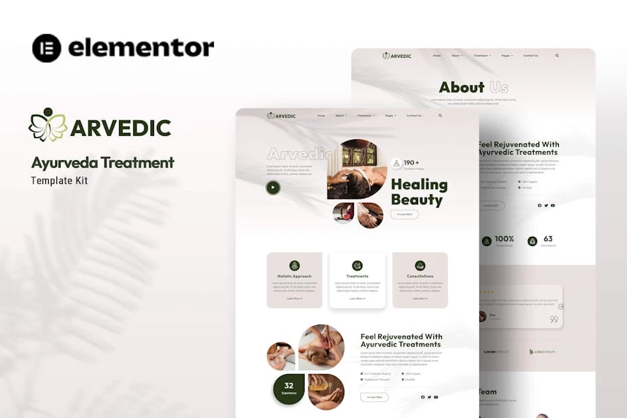 Arvedic - Kit de plantillas Elementor para tratamientos de belleza