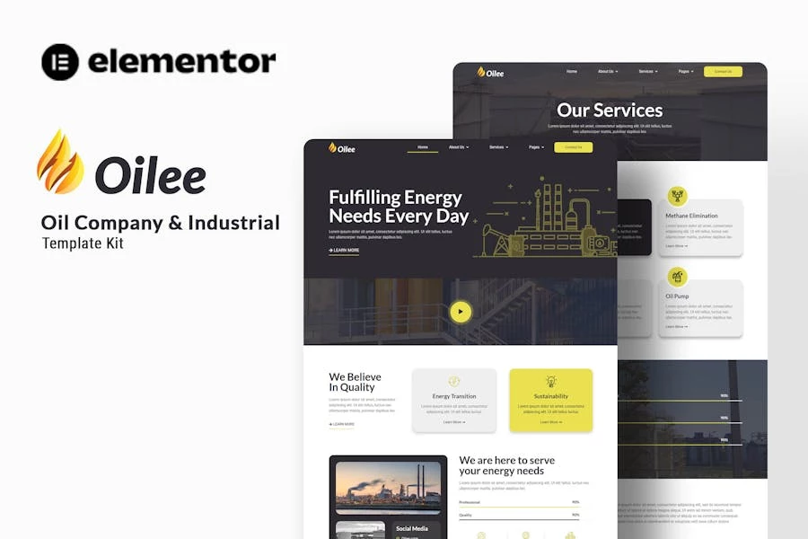 Oilee - Template Kit Elementor para empresas petroleras e industriales