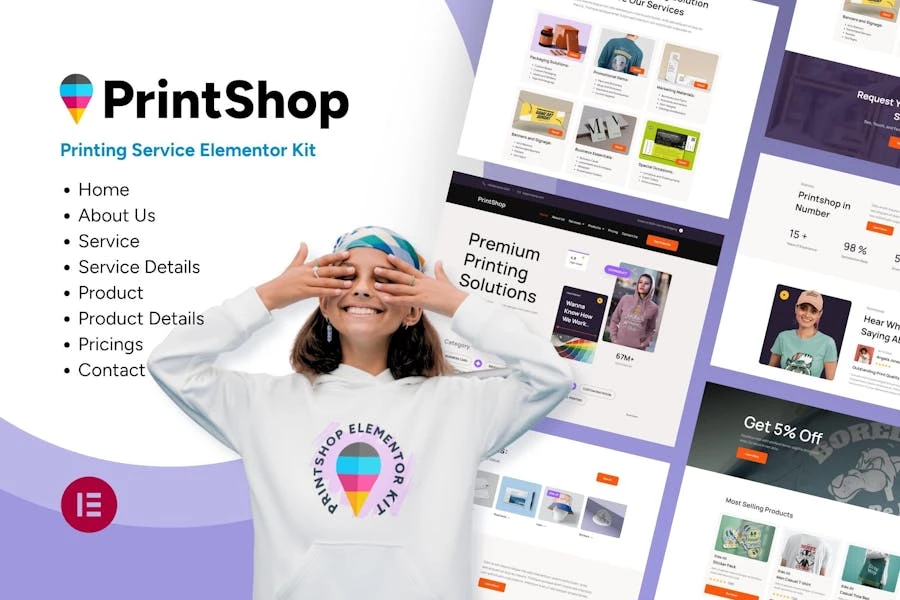 Printshop - Kit de plantillas Elementor para empresas de impresión