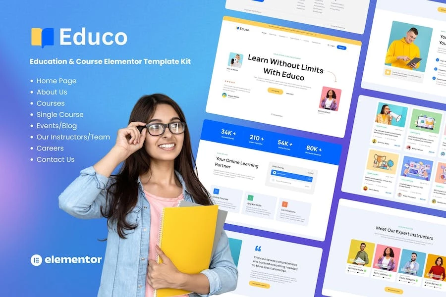 Educo - Template Kit Elementor para cursos educativos y en línea
