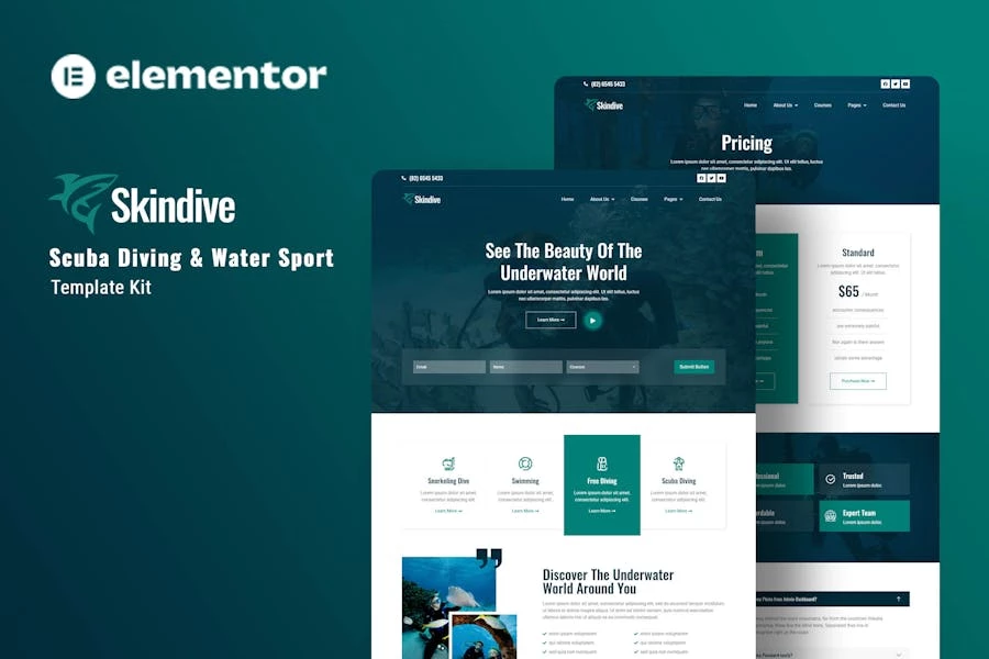 Skindive - Template Kit de Elementor para buceo y deportes acuáticos