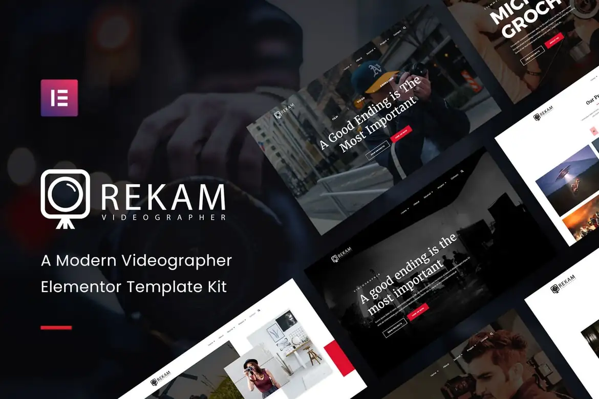 Rekam Kit - Kit de plantillas Elementor Pro para videógrafos modernos