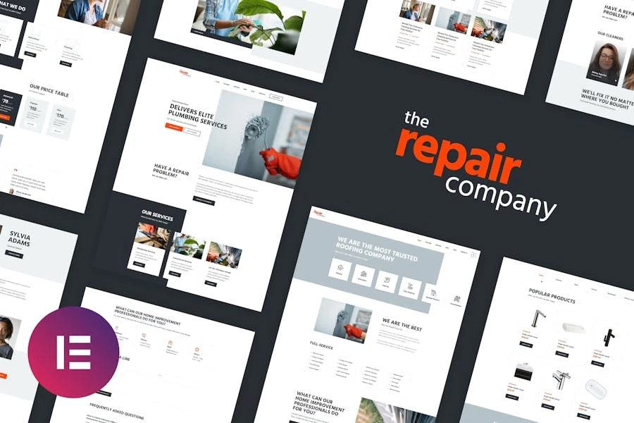 Renovirta - Kit de plantillas Elementor para fontanería y reparación