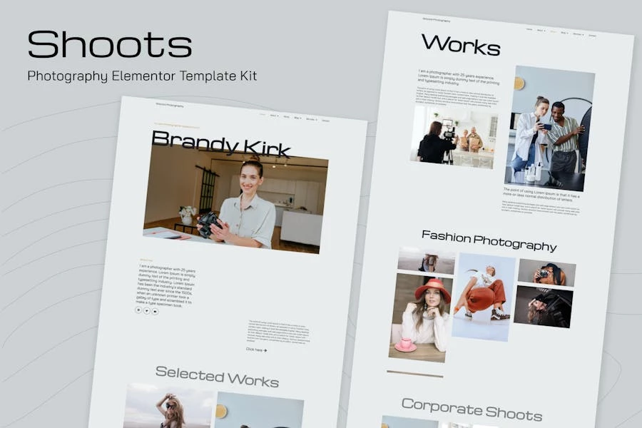 Shoots - Template Kits de Photography Elementor