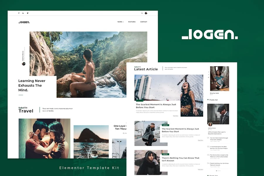 Logen - Template Kit de Elementor para blog de estilo