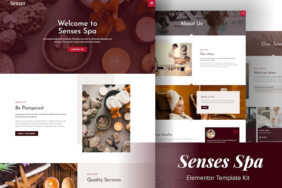 Senses - Template Kit Elementor para salón de belleza Spa