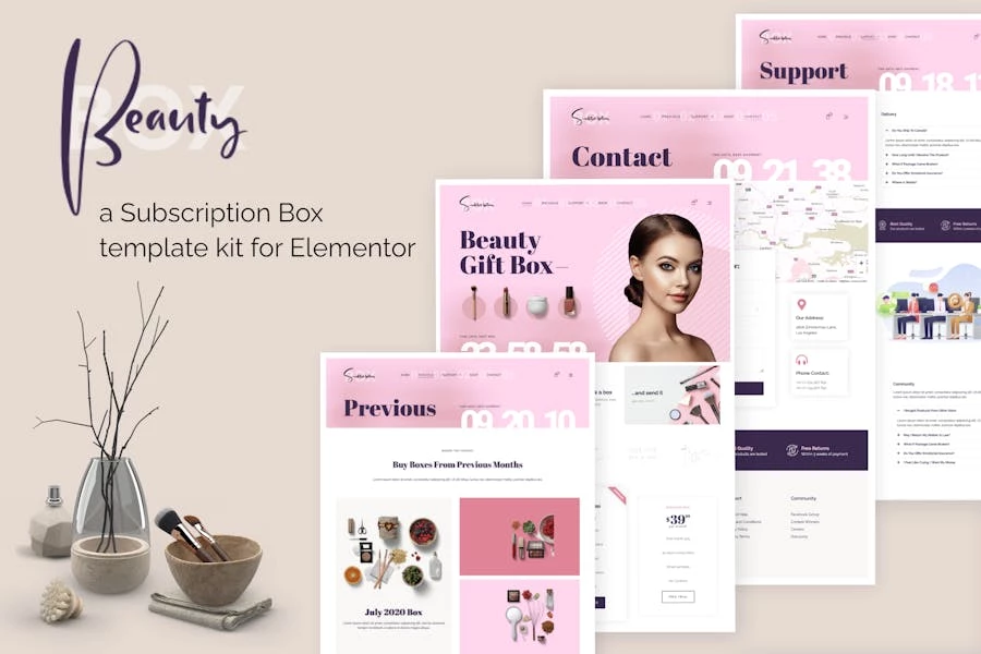 BeautyBox - Kit de plantillas Elementor para cajas de suscripción