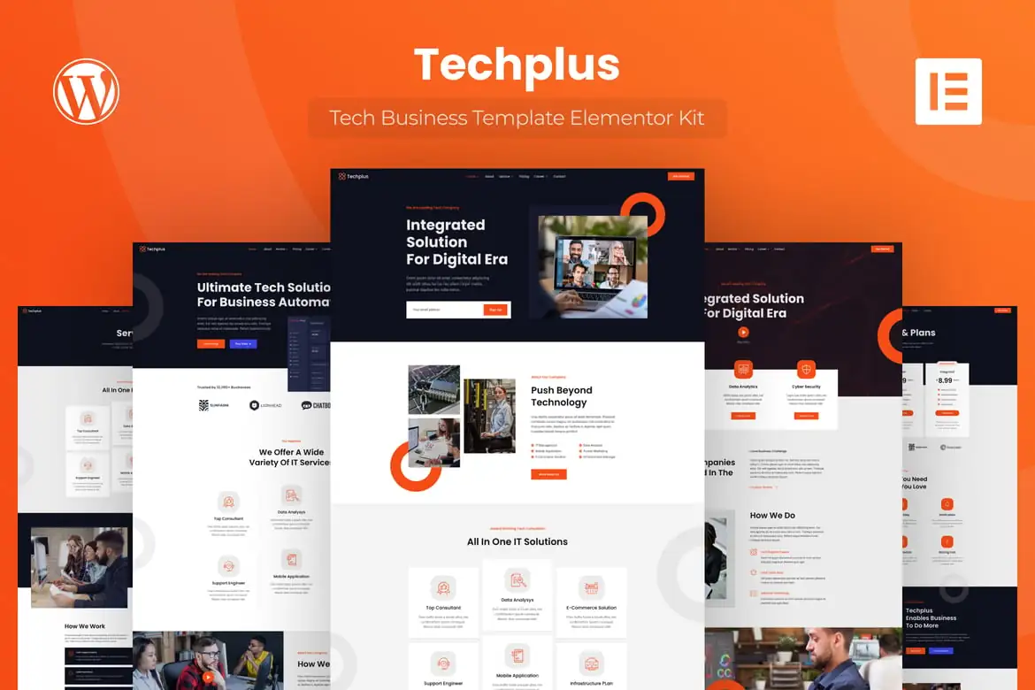 Techplus - Kit de plantillas Elementor para empresas tecnológicas